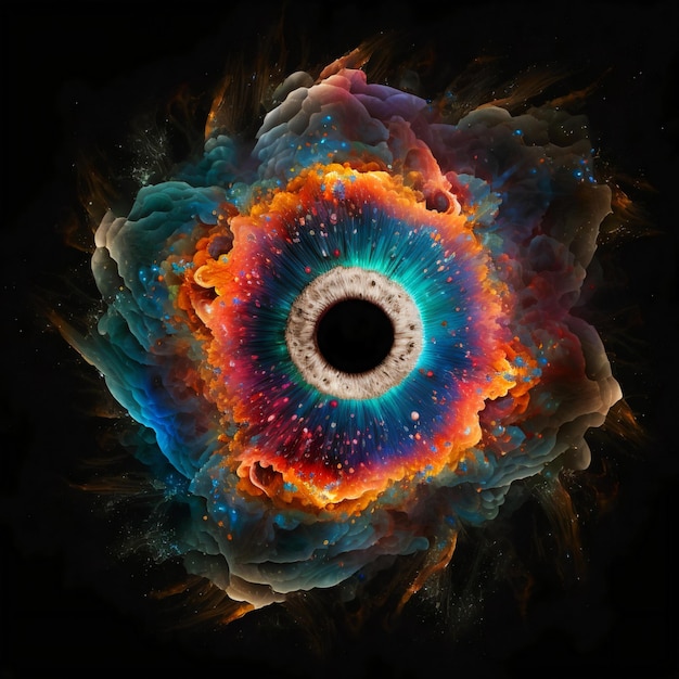 God's eye illustration design in the form of a black hole formed after the big bang