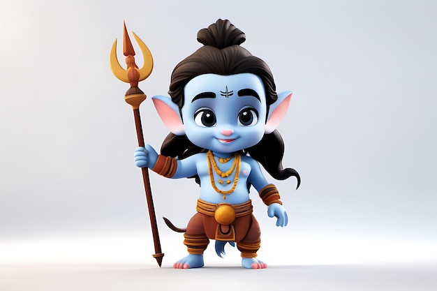 Foto sfondo di dio shiva 3d simpatico personaggio dei cartoni animati su sfondo bianco shiv ji mahadev