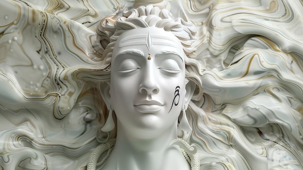 Foto god shiva gezicht kunstwerk gemaakt van wit marmer