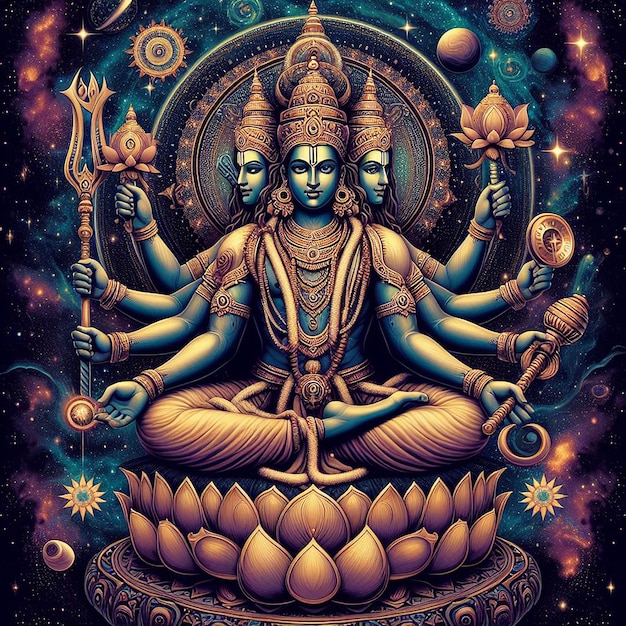 Foto god vishnu met hun toegewijden