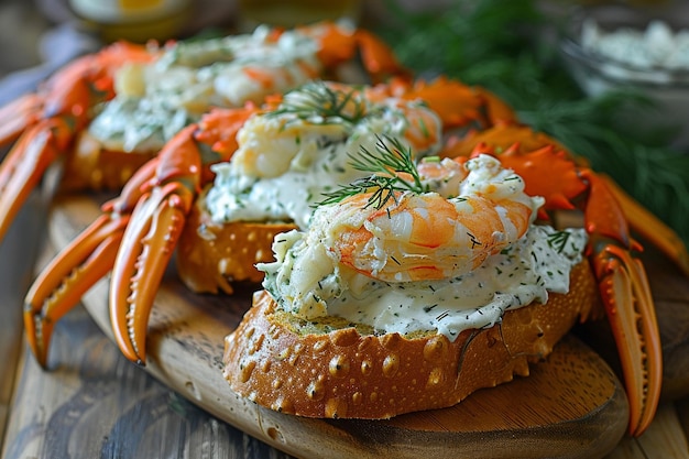 Goddelijk garnalen- en krabbenbeen Crostini-recept met kruidencrème kaas