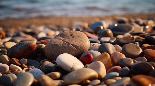 Goddelijke realistische close-up van een prachtig strand met kleurrijke rotsen