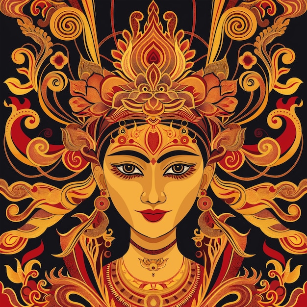 Goddess Durga Face Illustration