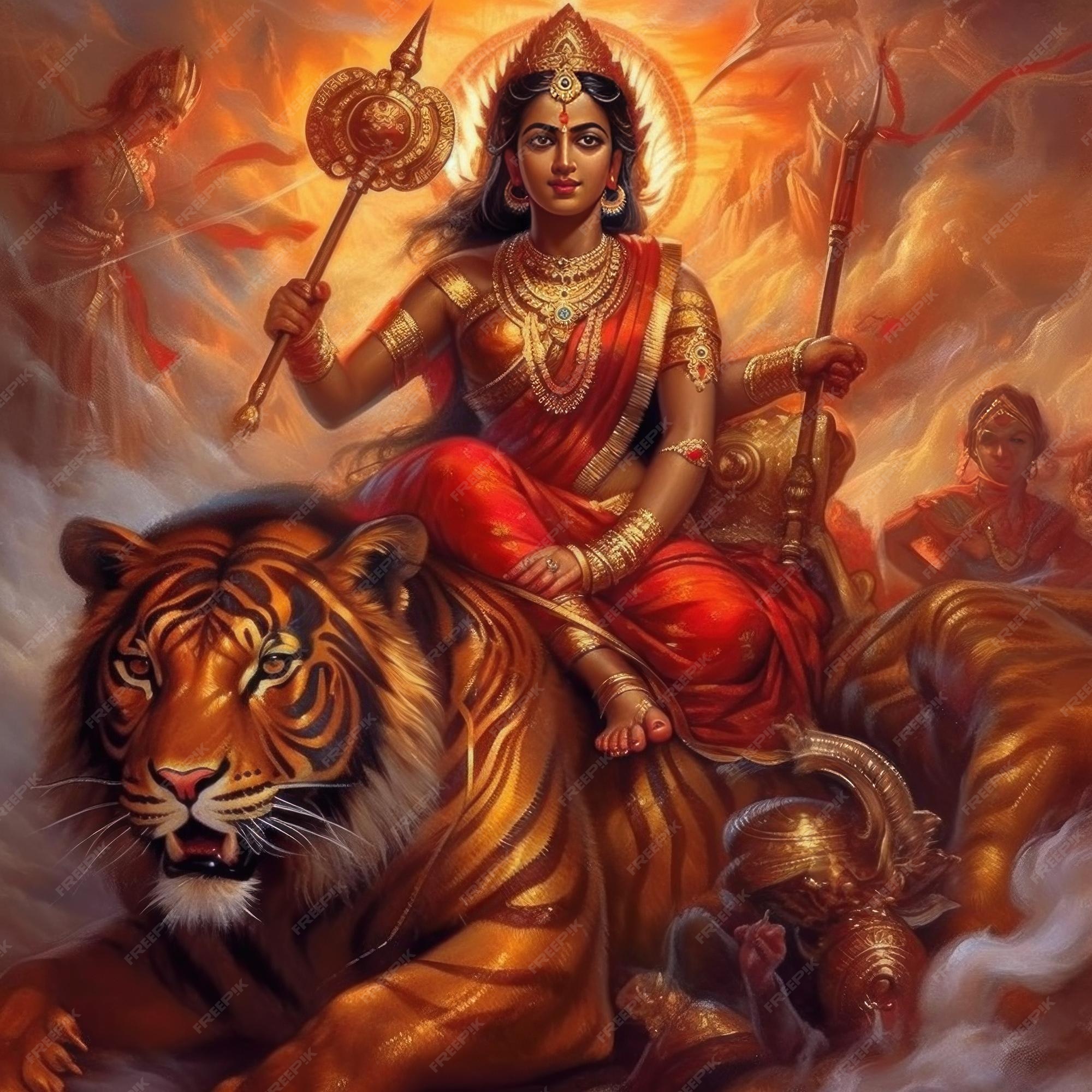 Premium Photo Goddess durga images in the war hyper real image