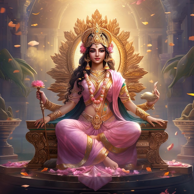 Foto goddess lakshmi greetings card design voor lichtfestival genaamd diwal generative ai