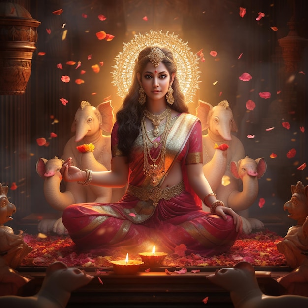 Goddess Lakshmi Maa Laksh mi Devi Laksh Mi AI afbeeldingen Maa Laks hmi echte afbeeldingen Laks h mi Diwali afbeeldingen