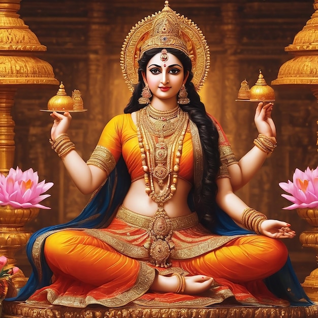 Goddess Laxmi's Happy Diwali Photo Background