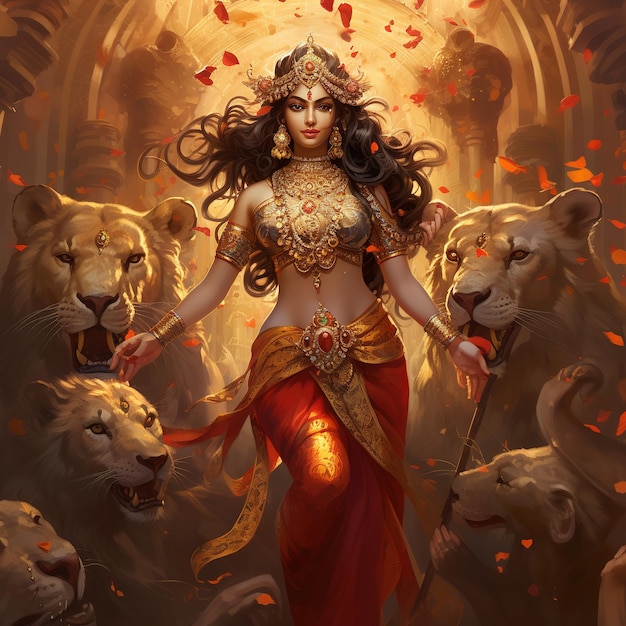 Goddess Maa Durga Gelukkige Navratri Gelukkige Durga Puja Subh Navratri achtergrond Ai gegenereerd