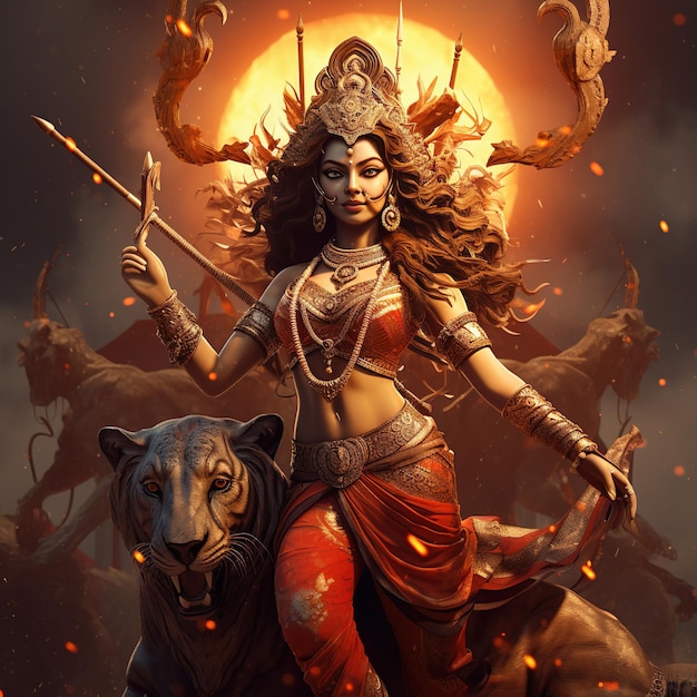 Goddess Maa Durga Gelukkige Navratri Gelukkige Durga Puja Subh Navratri achtergrond Ai gegenereerd