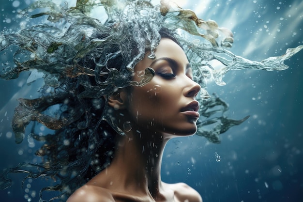 Photo goddess portrait of mother earth underwater