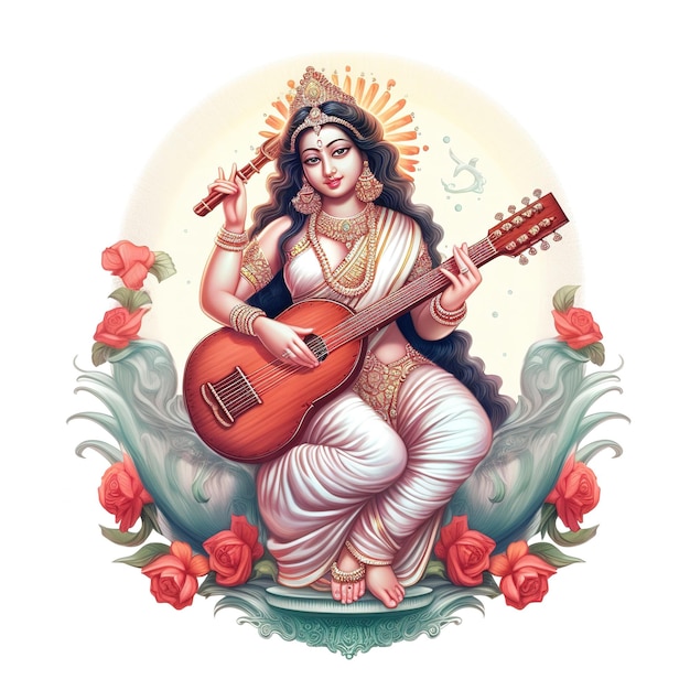 Goddess of Wisdom Saraswati for Vasant Panchami Generative ai