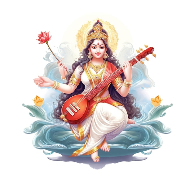 Goddess of Wisdom Saraswati for Vasant Panchami Generative ai