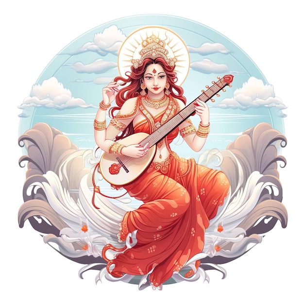 Goddess of Wisdom Saraswati for Vasant Panchami Generative ai