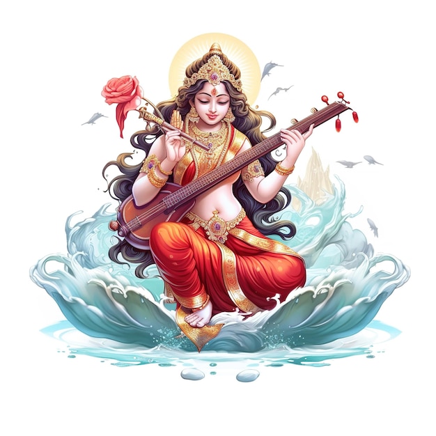 Goddess of Wisdom Saraswati for Vasant Panchami Generative ai