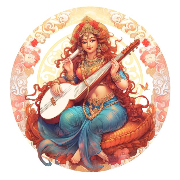 Goddess of Wisdom Saraswati for Vasant Panchami Generative ai