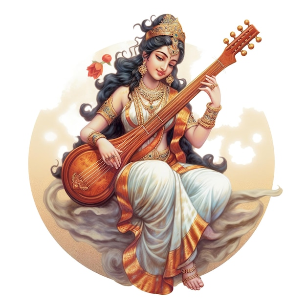 Goddess of Wisdom Saraswati for Vasant Panchami Generative ai