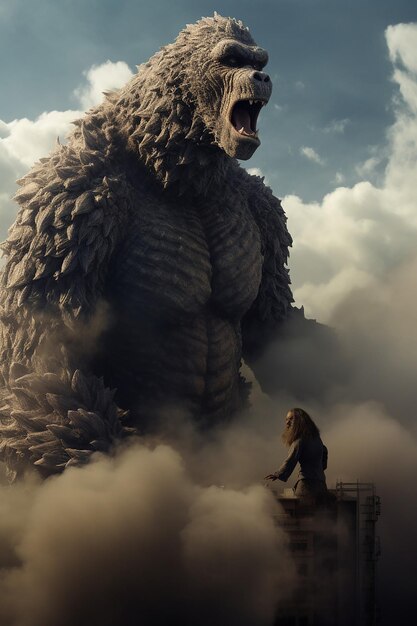 Foto godzilla mangia la fotografia di king kong