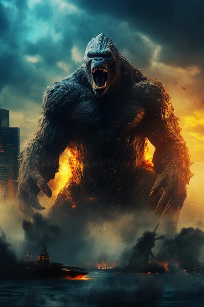 Godzilla king kong mixed together