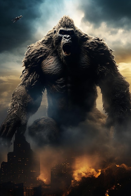 Premium AI Image | godzilla king kong mixed together