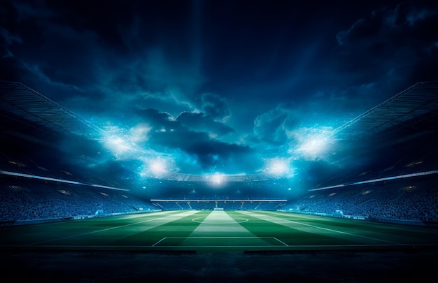goed verlichte foto van het voetbalstadion