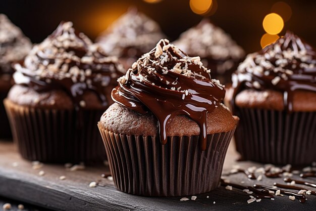 Goede cupcake en stukjes chocolade.