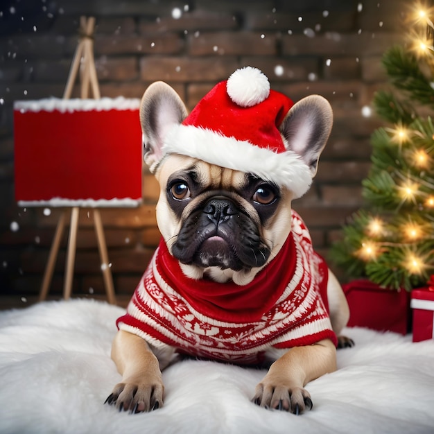 Goede hond goede Franse bulldog tekst logo mockup december kerst mock up sjabloon