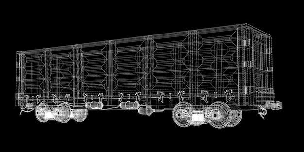 Goederen Vagon, spoorwagoncarrosseriestructuur, draadmodel