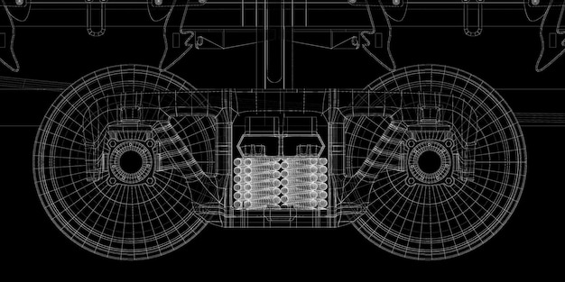 Goederen Vagon, treinwagon, carrosseriestructuur, draadmodel