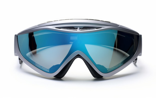 Photo goggles with blue mirrored lenses
