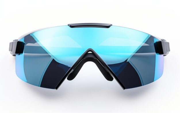 Photo goggles with blue mirrored lenses