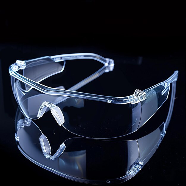 a goggles with a clear cover and a black background