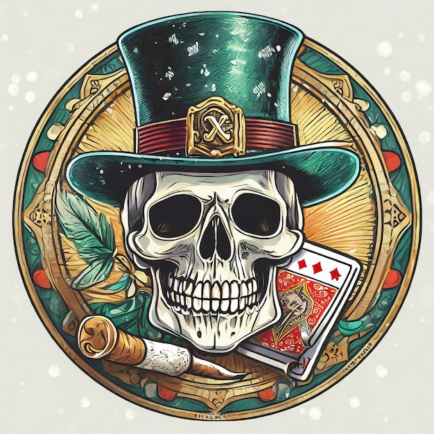 Gokken rond kleurrijke badge in vintage stijl met koninklijke flush van schoppen poker hand