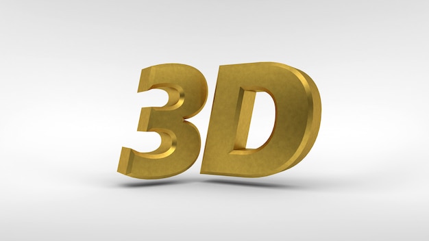 Золотой 3D логотип на белом с эффектом отражения