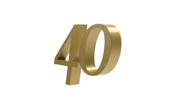 Gold 40 number 3d forty illustration rendering