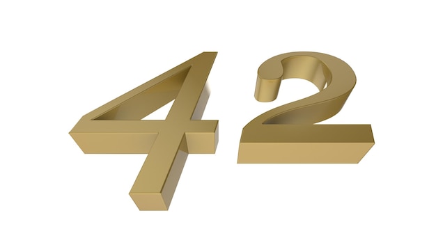 Gold 42 number 3d illustration rendering