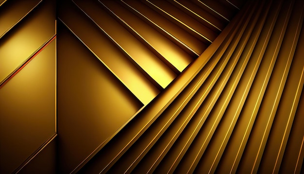 Золотой абстрактный фон с линиями и кривыми, генерирующий AI