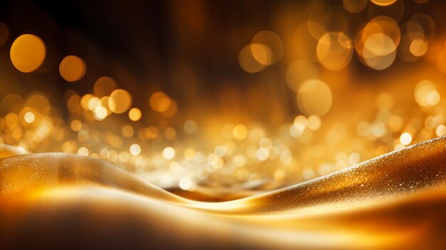 Gold abstract bokeh with black background