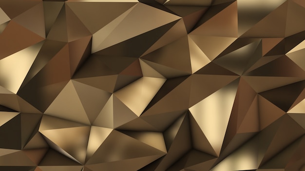 Gold abstract low poly triangles