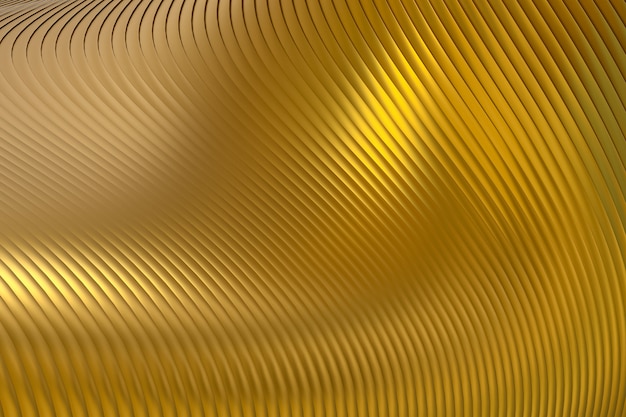 Photo gold abstract wall wave architecture abstract background 3d rendering ,gold background for presentation