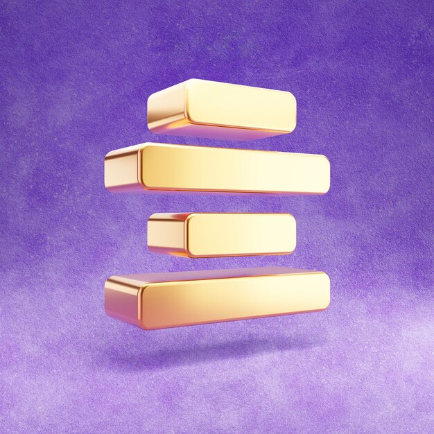 Gold align center icon isolated on violet velvet