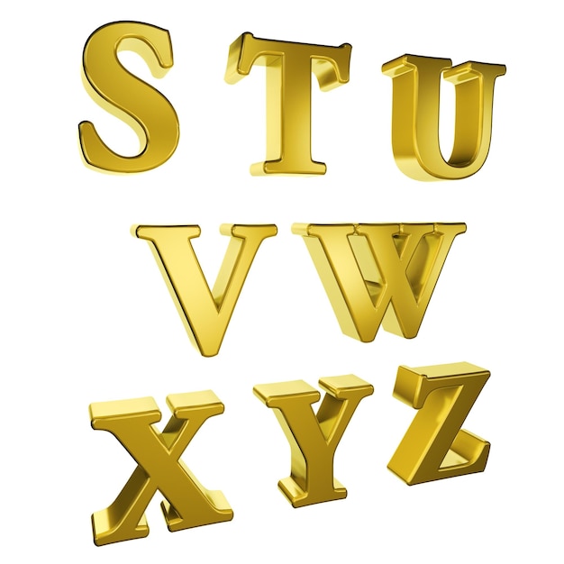 ゴールドのアルファベット S から Z