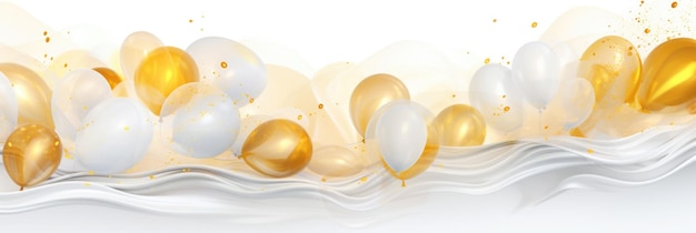 Фото Золотые и серебряные шарики на прозрачном фоне в стиле волнистых смолных листов взрывчатые и хаотичные