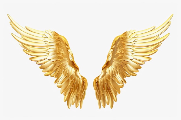 Photo gold angel wings on a white background