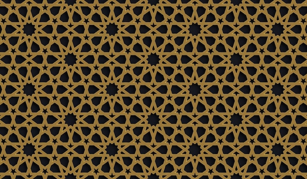 Золотой арабский узор 3d визуализация фона