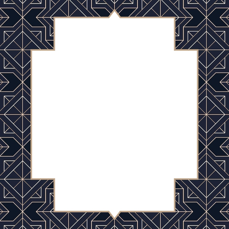 Photo gold art deco frame png transparent background