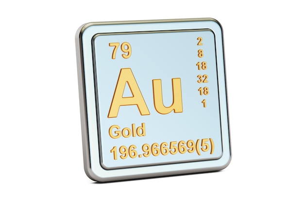 Gold aurum Au chemical element sign 3D rendering