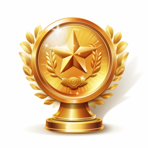 Photo gold award with star on a white background