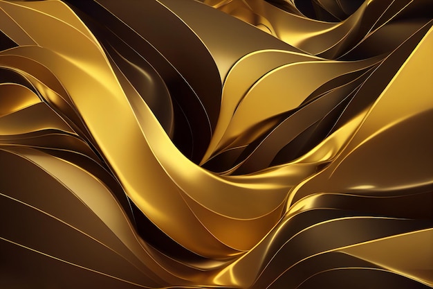 Photo gold background abstract wavy 3d render