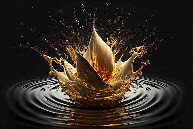 Gold background as luxury glamor beauty concept for cosmetics or fashion Liquid gold splash