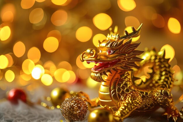 Gold background cute dragon Happy Chinese new year